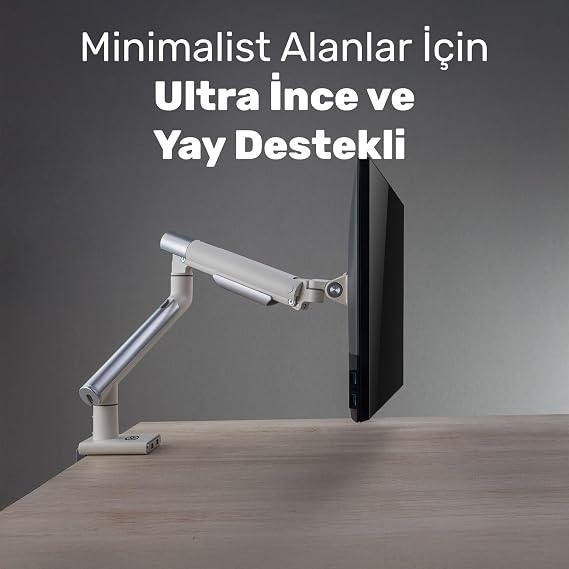 NPO STD49012UW 17-32 Ultra Slim Aluminum Monitor Handle, VESA Holder with 2xUSB Port Shock Absorber, Ergonomic 360 Pivots (9kg)