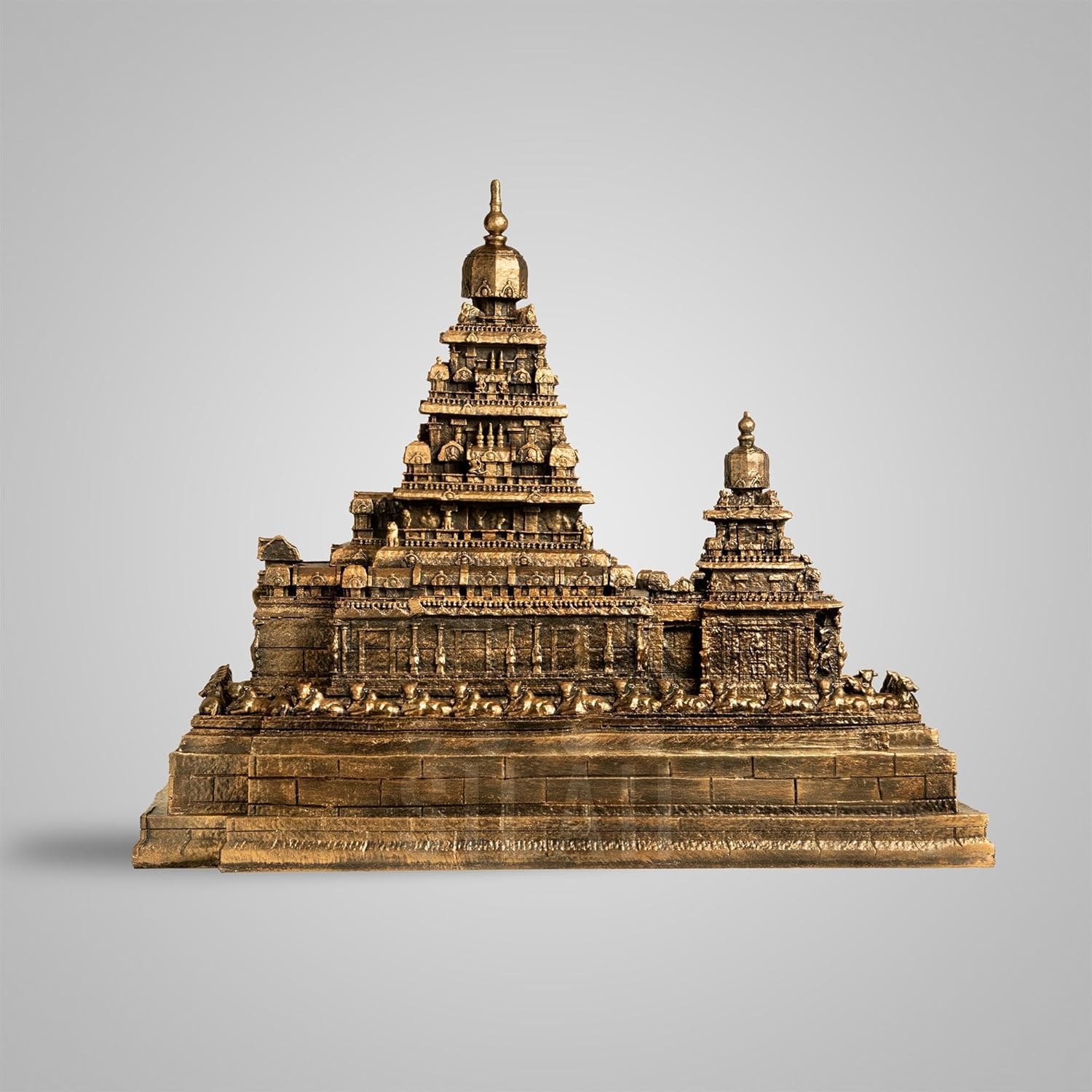 Mahabalipuram Shore Temple Sculpture - Antique Bronze -1