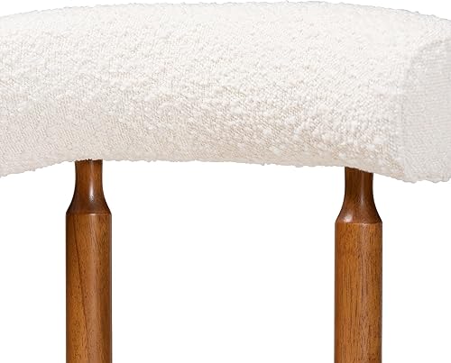 Miniatura 6 de Baxton Studio Edric Boucle - Juego de 2 sillas de comedor de tela, color cremamarrón nogal