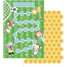 JEKA Children's Football Reward Board - Pack of 10 with Star Stickers for Motivation at Household Homework Potty Training Brushing Teeth - Challenge Board for Children for Good Habits