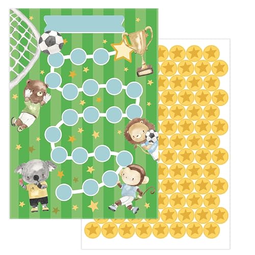 Pack de 10 tablas de recompensas para niños - Motivo: Fútbol