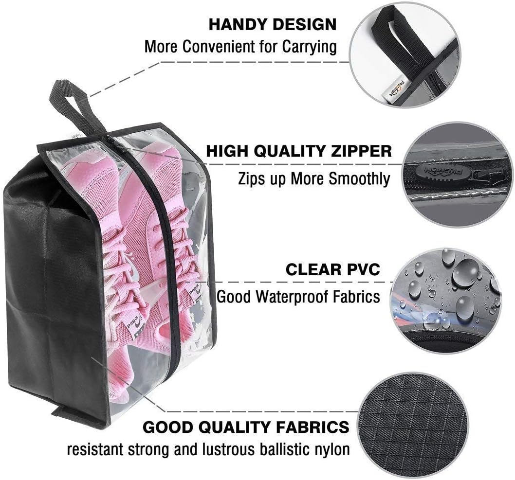 Plusmart 4 Pack Travel Shoe Bags, Portable Nylon Shoe Storage Bags with Zipper, Waterproof Shoe Organizer Bag with 2 Pack Shoe Washing Bags for Men Women : Clothing, Shoes & Jewelry