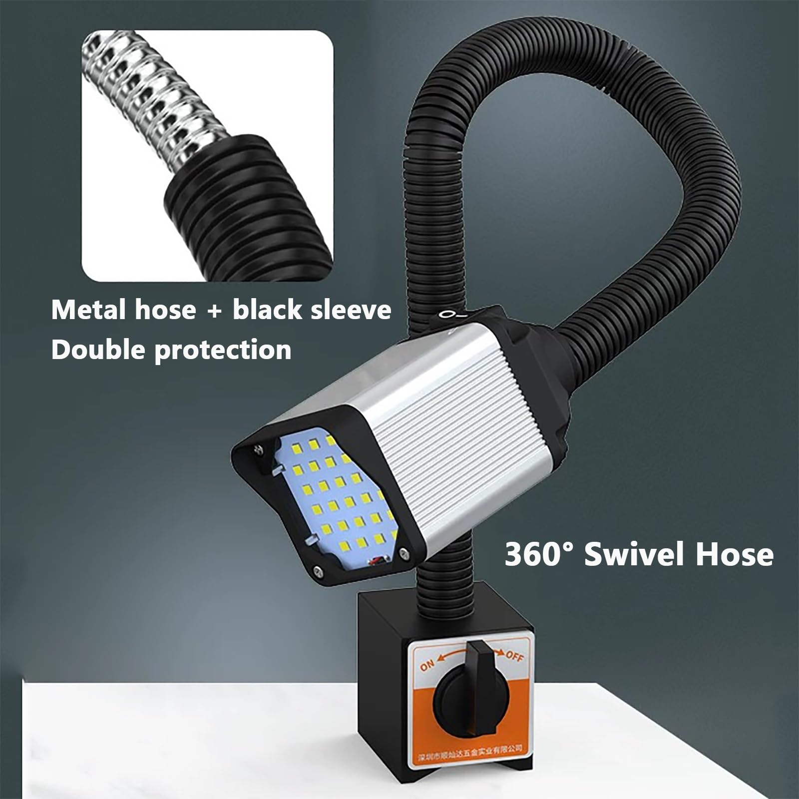 Magnetische Schwanenhals-Werkzeugmaschinenlampe, Flexible Arbeitsleuchte (24–36 V), Magnetischer Ein-/Aus-Schalter, Industrielle Arbeitsbeleuchtung für Bohrmaschine(12W)