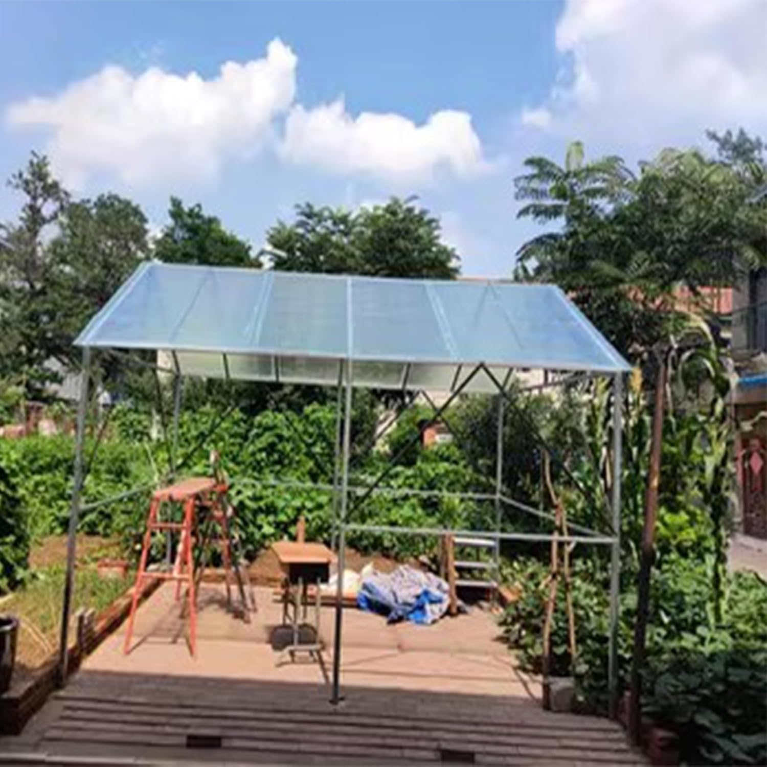 EMYJAY Polycarbonate Roofing Sheet, 0.8mm Glassfiber Panel Insulation Waterproof Greenhouse Roof Panels Outdoor Clear Daylighting Panels (Color : Clear, Size : 1x15m)