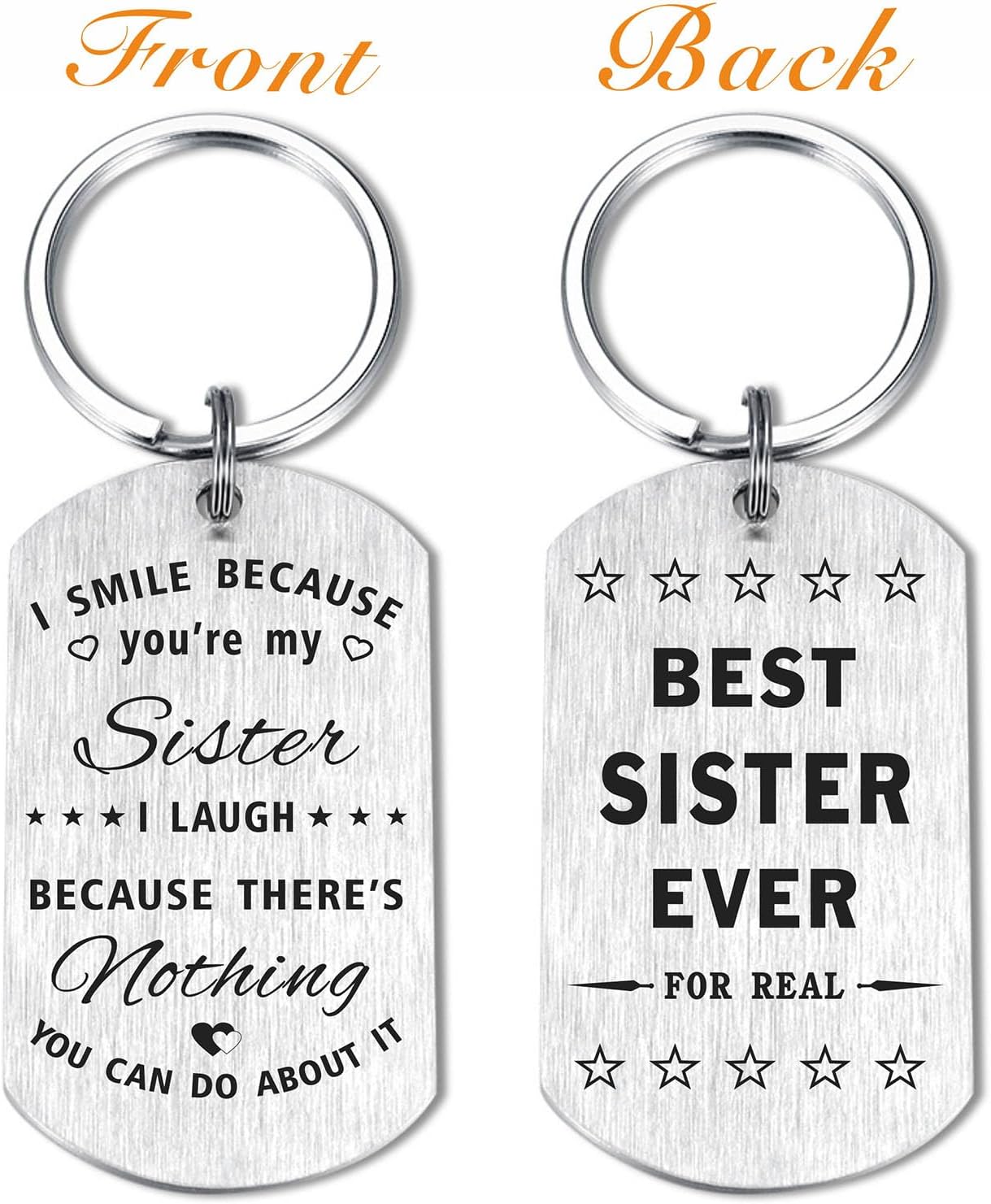SOUSYOKYO Best Sister Ever Gifts for Women Girls, I Smile Because You're My Sister Birthday Graduation Keychain from Brother Funny - Image 3
