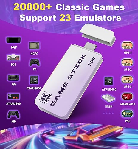 Miniatura 2 de Retro Gaming Console Stick Built-in 23 Emulators & 20000+ Games, Classic Video Games Stick with 4K HDMI Output, Plug & Play TV with 2.4G Controllers