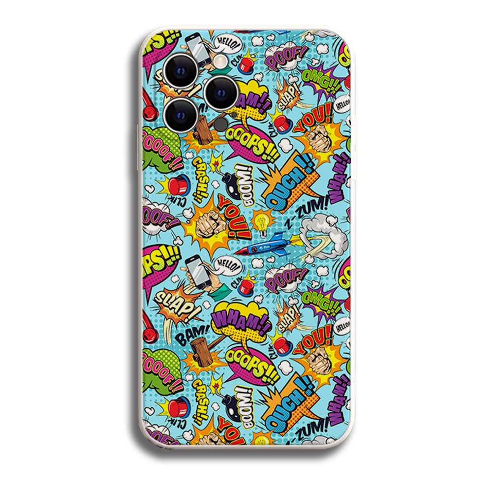 iPhone 14 Pro Case,Colorful Cool Comic Elements Cartoon Pattern iPhone 14 Pro Cases for Men Women Teens,Soft Silicone Trendy Graphic Design [Camera Protection] Shockproof Case for Apple iPhone 14 Pro