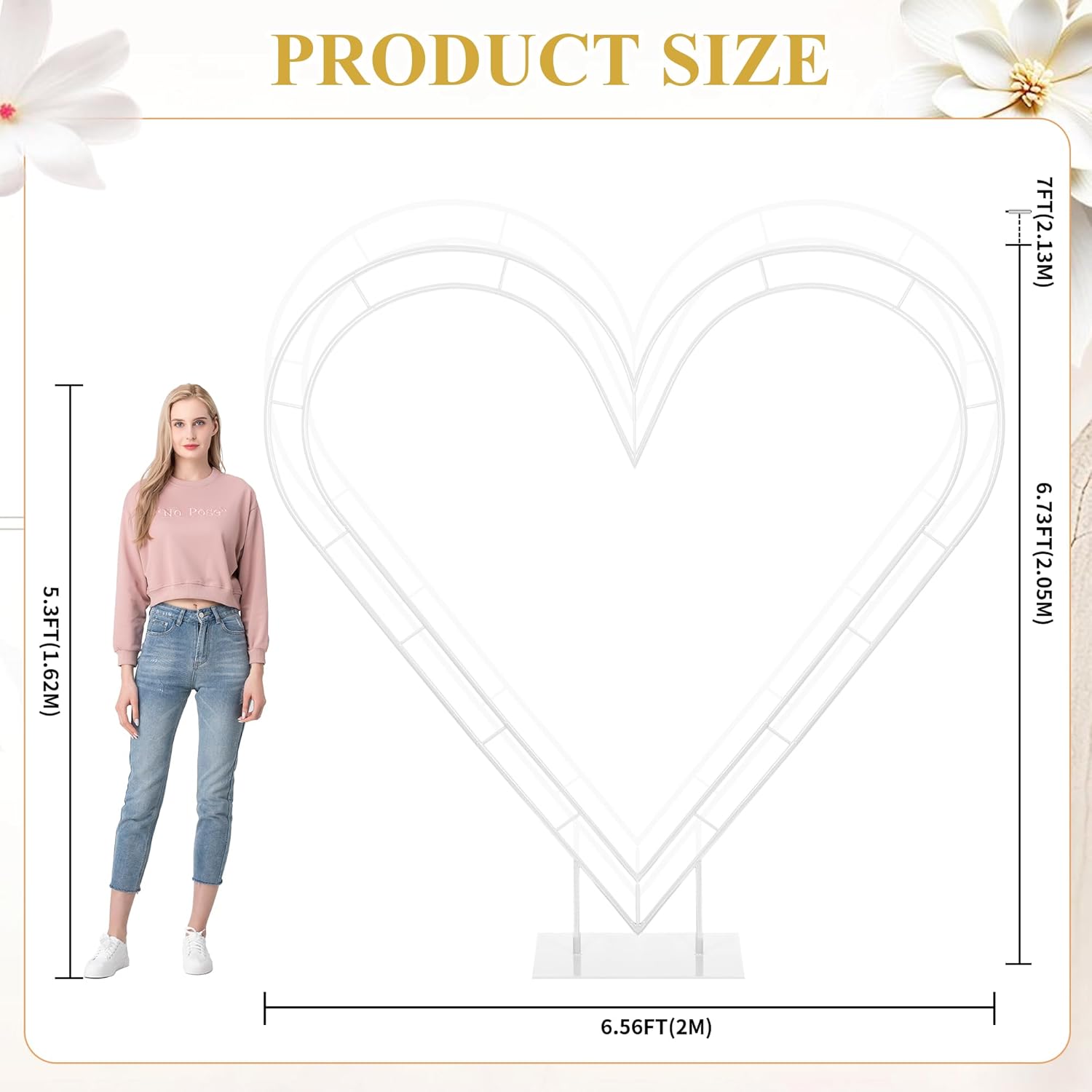 lealibauss 7ft metal double heart arch stand for proposal heart balloon arch wedding arch frame for ceremony,valentine's day,engagement,birthday party decor (white)