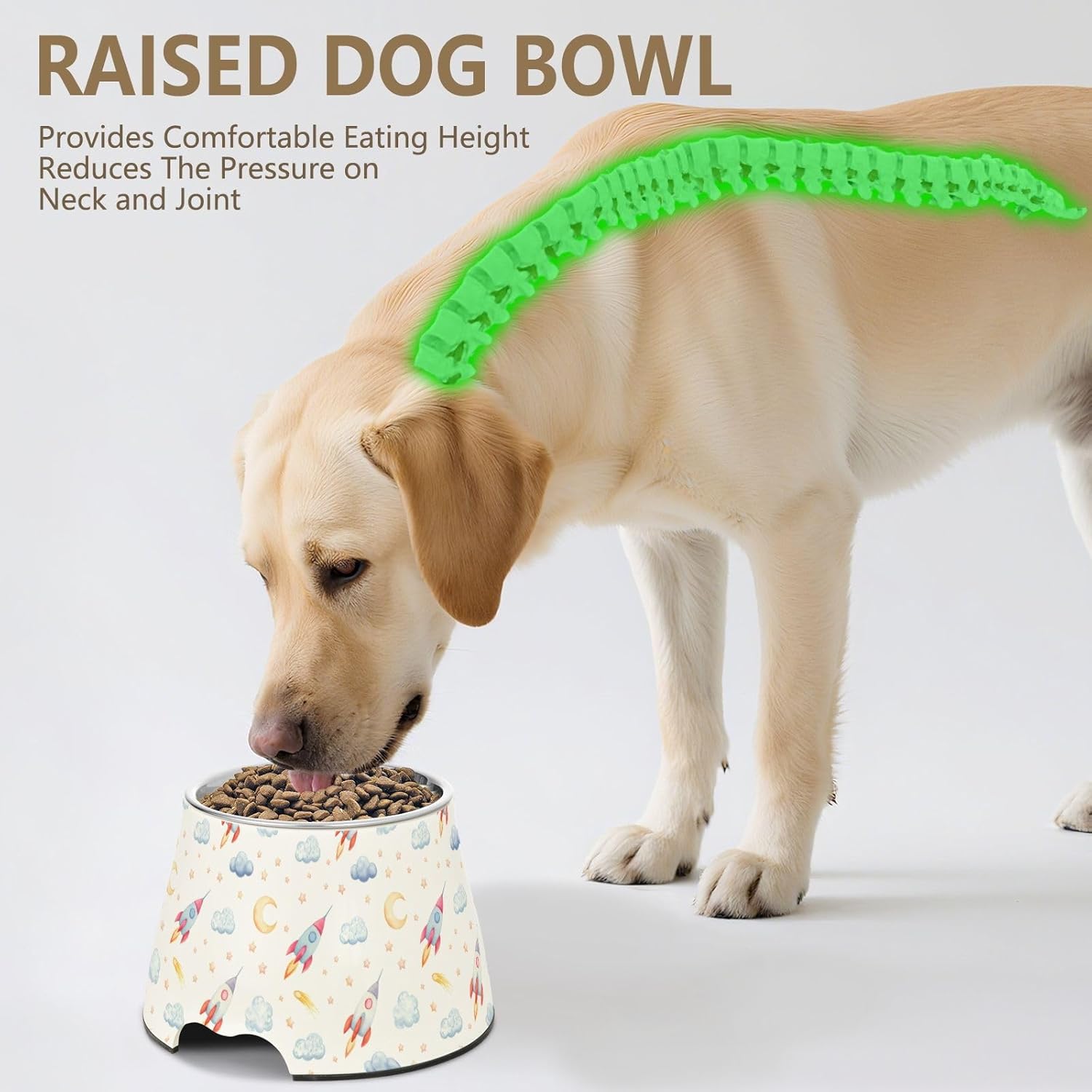 Spaceship Moon Star Cloud Pet Bowl Elevated Dog Bowls with Stainless Steel, Raised Dog Bowl for Comfortable Feeding and Easy Cleaning, for Pets.23300366