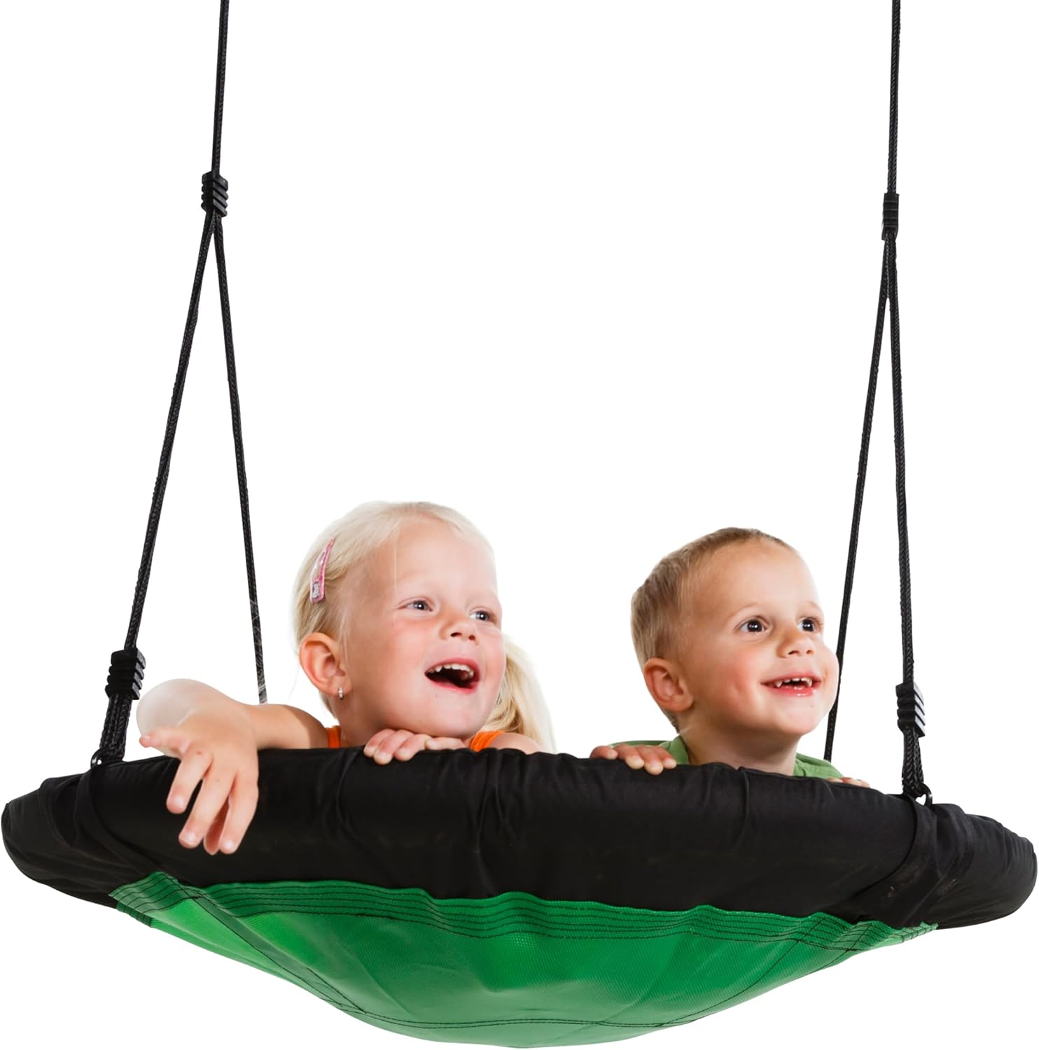 Two children enjoying AXI Swibee Nest Swing