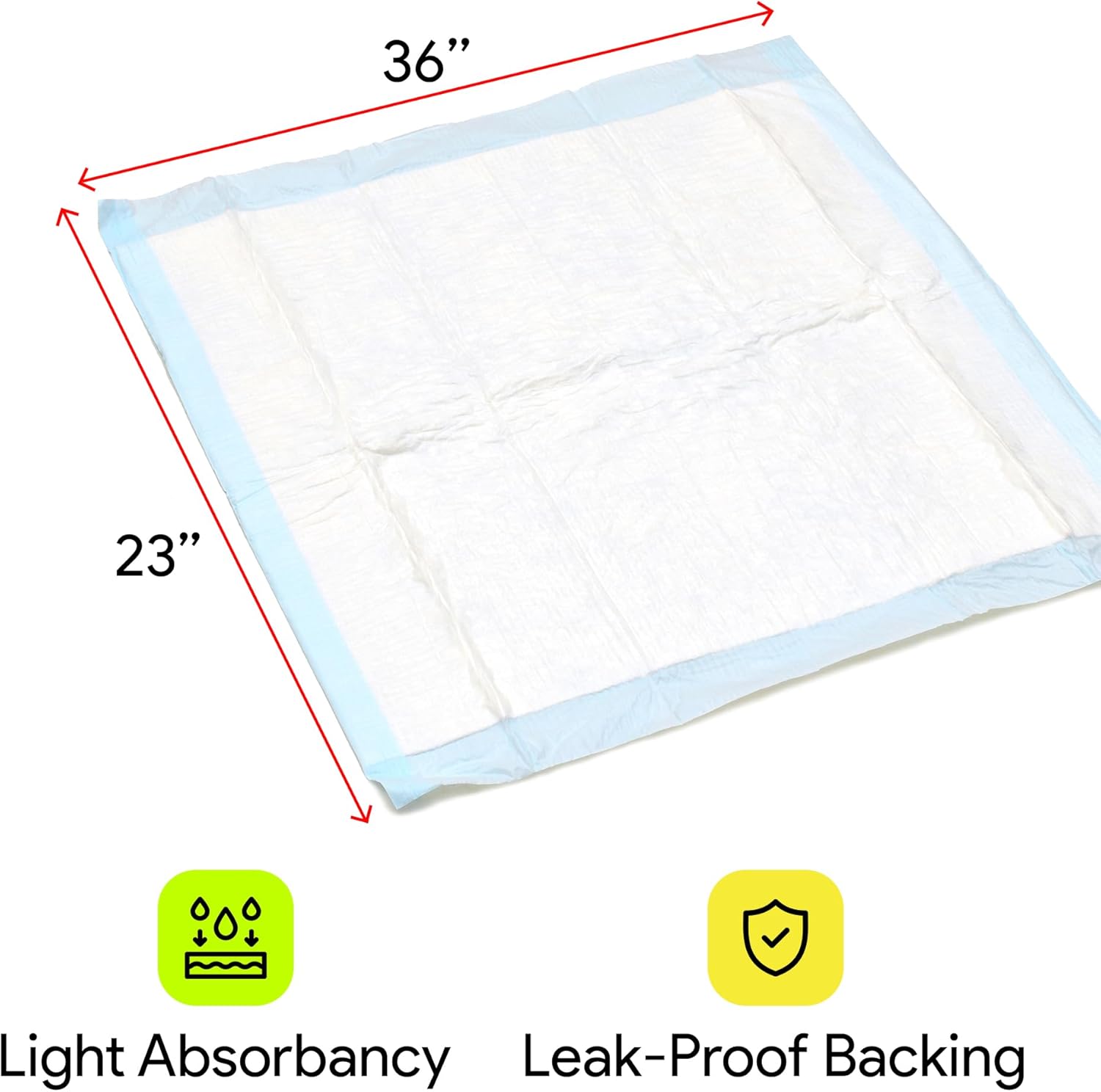 Disposable Incontinence Bed Pads 23" x 36", 150 Pack Case - Light Absorbent Chux Underpads with Fluff Core - Leak Proof Poly Backing, Non-Woven Top Sheet - Overnight Moisture and Odor Lock