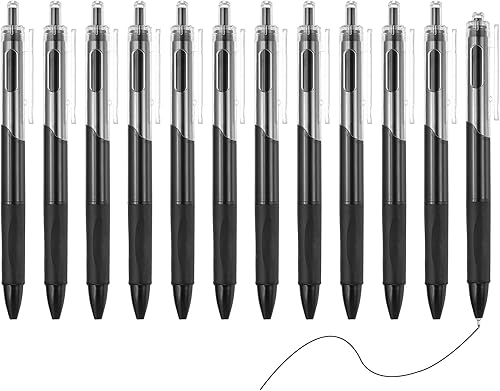 PATIKIL Paquete de 12 bolígrafos retráctiles de 0.020 in, bolígrafos de tinta de gel negra, bolígrafo retráctil, punta fina, escritura suave, lindos