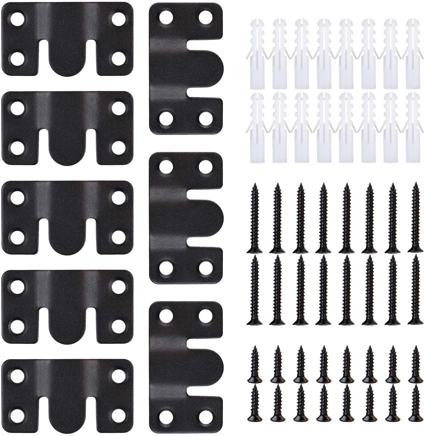 4 Pairs Interlocking Flush Mount Bracket Picture Hanging Bracket Wall Mounting Hardware Stainless Steel Photo Frame Hook Heavy Duty Z Clip Bracket Large Picture Hanger Buckle Black Furniture Connector