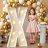 Vista 38 de imprsv Letras iluminadas de marquesina, letras de mosaico de 4 pies con luz para decoración de fiesta de graduación de baby shower, grande B