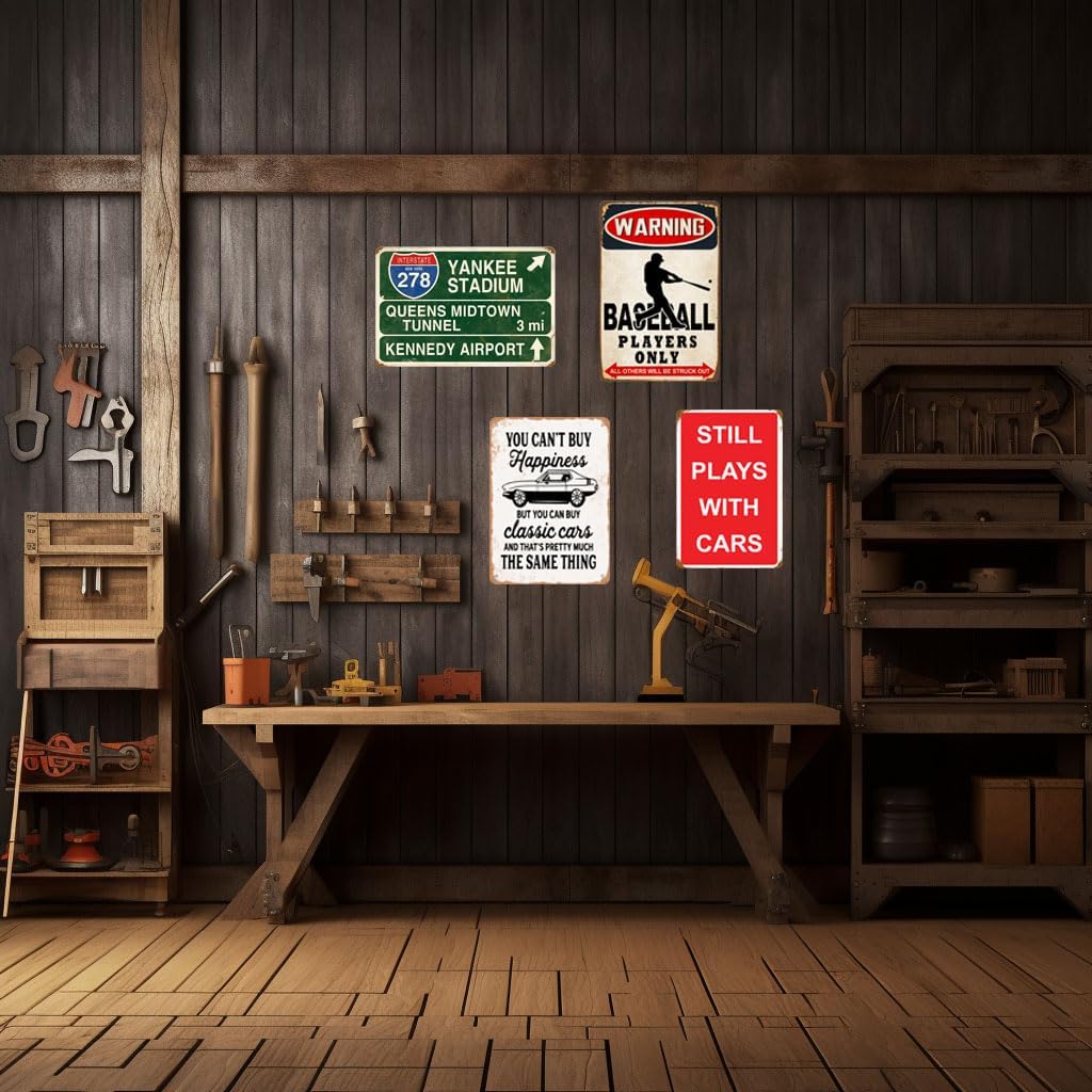 HomDeo Retro Yankee Metal Tin Sign Stadium Queens Midtown Tunnel 3 Miles Street Sign Bar Club Decor Pub Man Cave Wall Hanging Decoration 12x8 Inches
