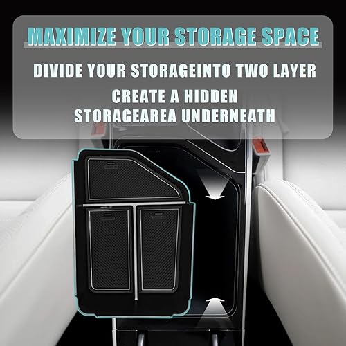 Miniatura 5 de BestEvMod Organizador de consola central compatible con Kia EV6 2025 2022-2024, bandeja de accesorios, accesorios interiores, caja de almacenamiento