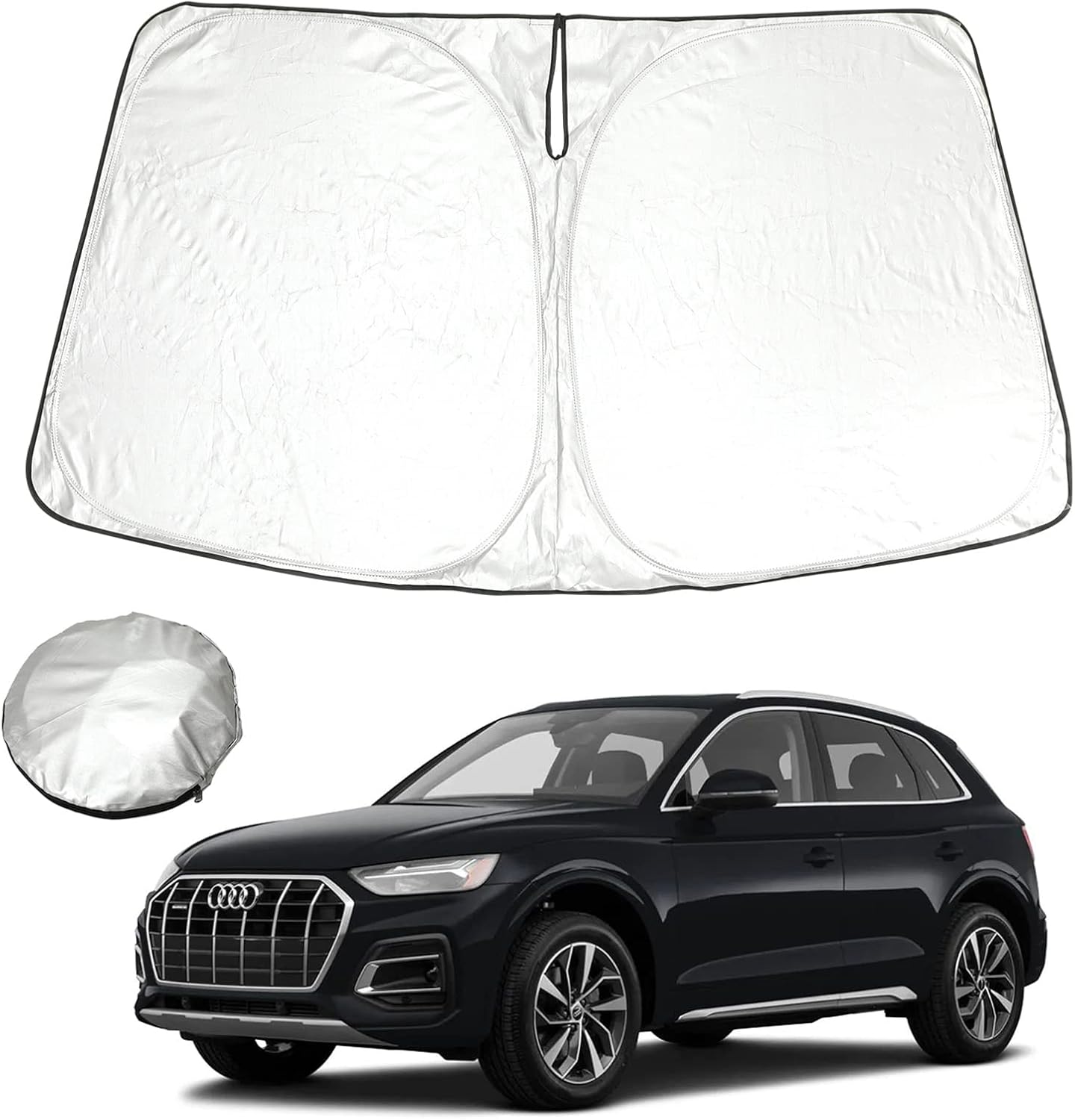 Foldable Windshield Sun Shade fit for Audi Q5 SQ5 2025 2024 2023 2022 2021 2020 2019 2018, Front Window Q5 Sunshade Sun Visor Cover Blocks UV Rays Keep Your Car Cooler