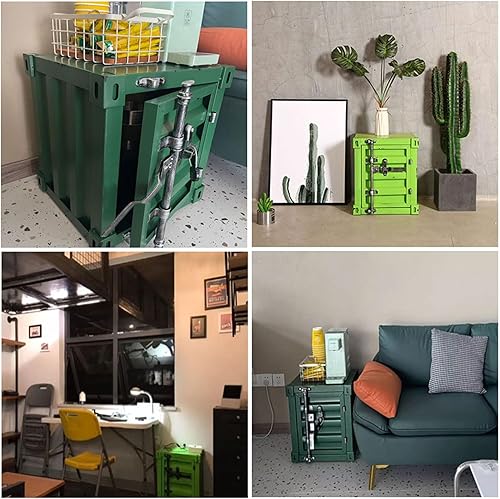 Miniatura 43 de ZHAOYONGLI-End Tables Mesa de noche industrial, vieja, roja, 15.7 x 14.9 x 18.9 pulgadas Oro negro (izquierda),Oro negro (Derecho),Negro-Plata,Azul