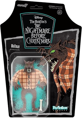 Super7 Tim Burton's The Nightmare Before Christmas Wolfman - Figura de acción de Disney de 3.75 pulgadas con accesorio, coleccionables de películas