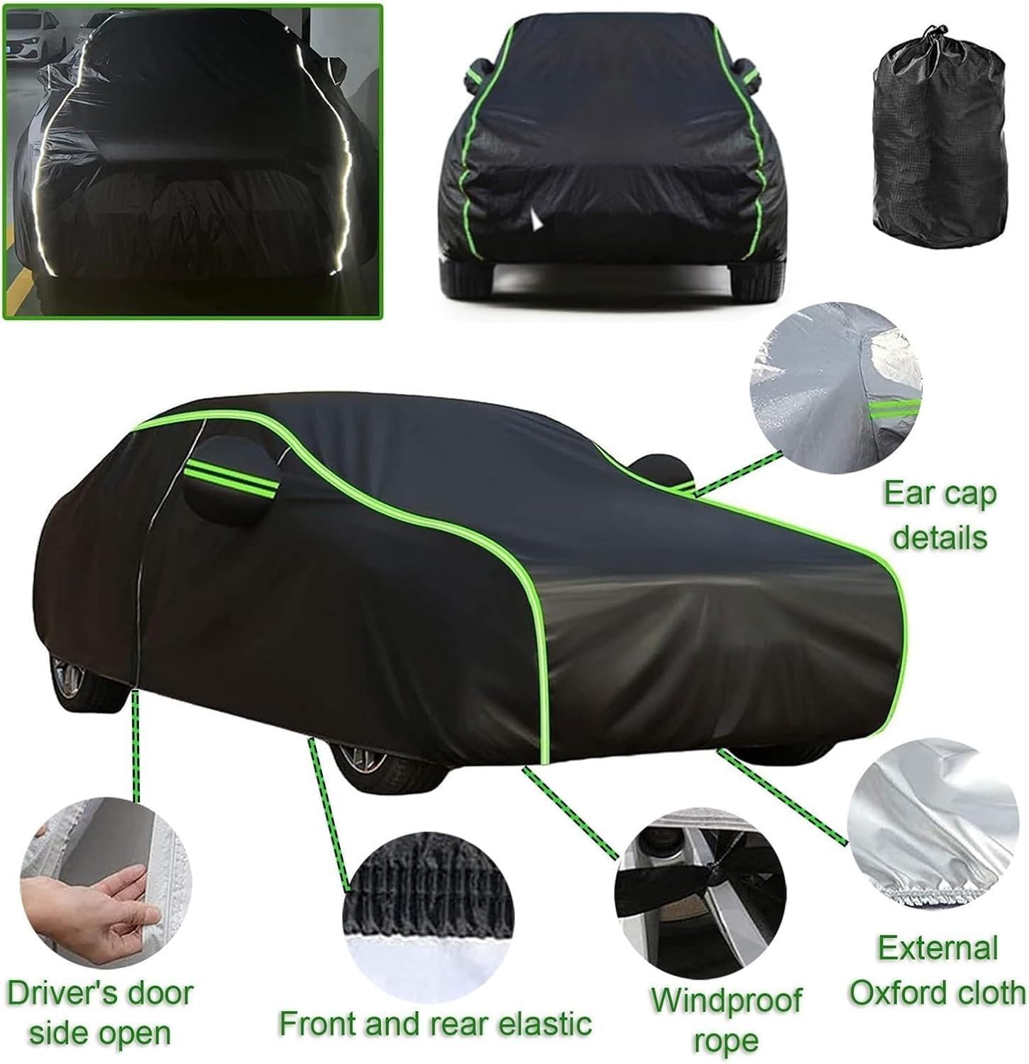 Funda Coche Exterior para Seat 600 1957–1973, Funda de Coche Exterior Impermeable Transpirable, Lona de protección con Cremallera, Cubre Coches Antipolvo gui2li