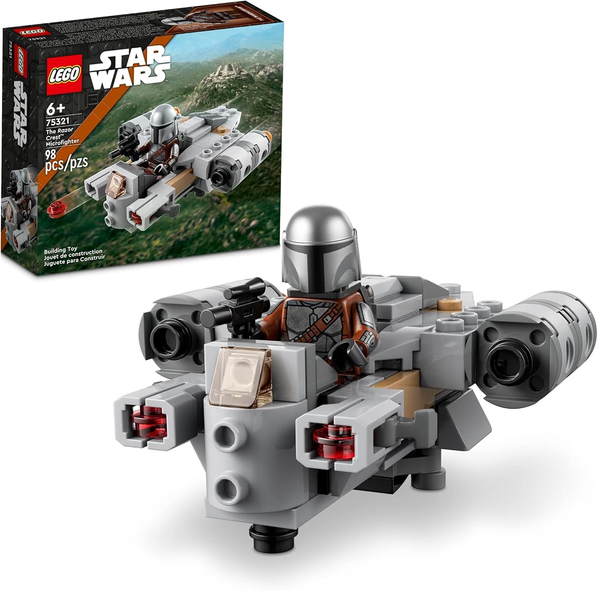 Star Wars The Razor Crest Microfighter 75321 Toy Building Kit for Kids Aged 6 and Up; Quick-Build, Stud-Shooting Star Wars: The Mandalorian Gunship for Creative Play (98 Pieces)