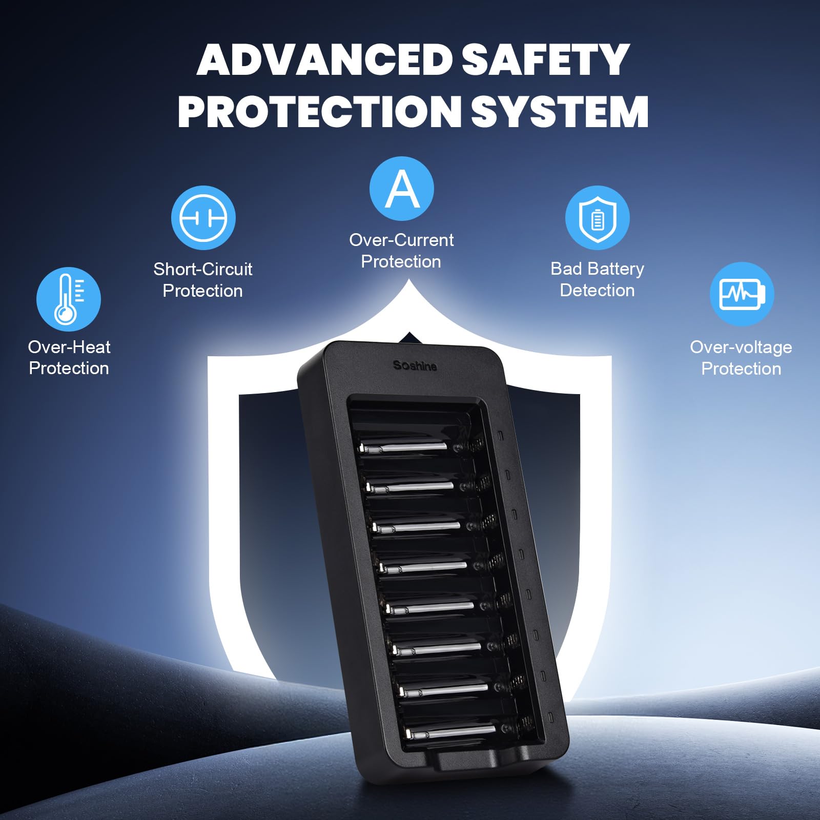 Cargador de batería inteligente AA AAA con 8 pilas recargables AA (2500 mAh Ni-MH), cargador de batería individual USB para baterías NiMH NiCD de 1.2 V, carga rápida para dispositivos domésticos y de