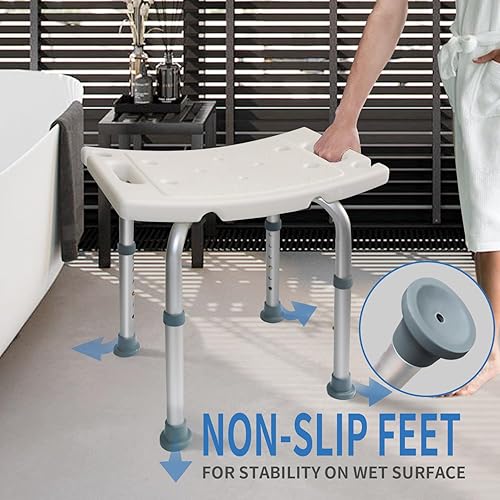 Miniatura 7 de Silla de ducha resistente con respaldo y reposabrazos acolchados, asiento de ducha resistente para ducha interior, montaje sin herramientas, bañera