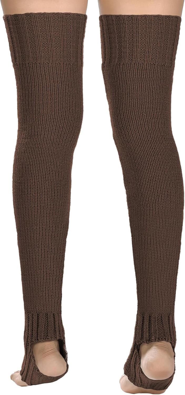Women's Cable Knitted Thigh high Leg Warmers Extra Long Stirrup Over Knee High Warm Footless Socks Stockings - Image 5