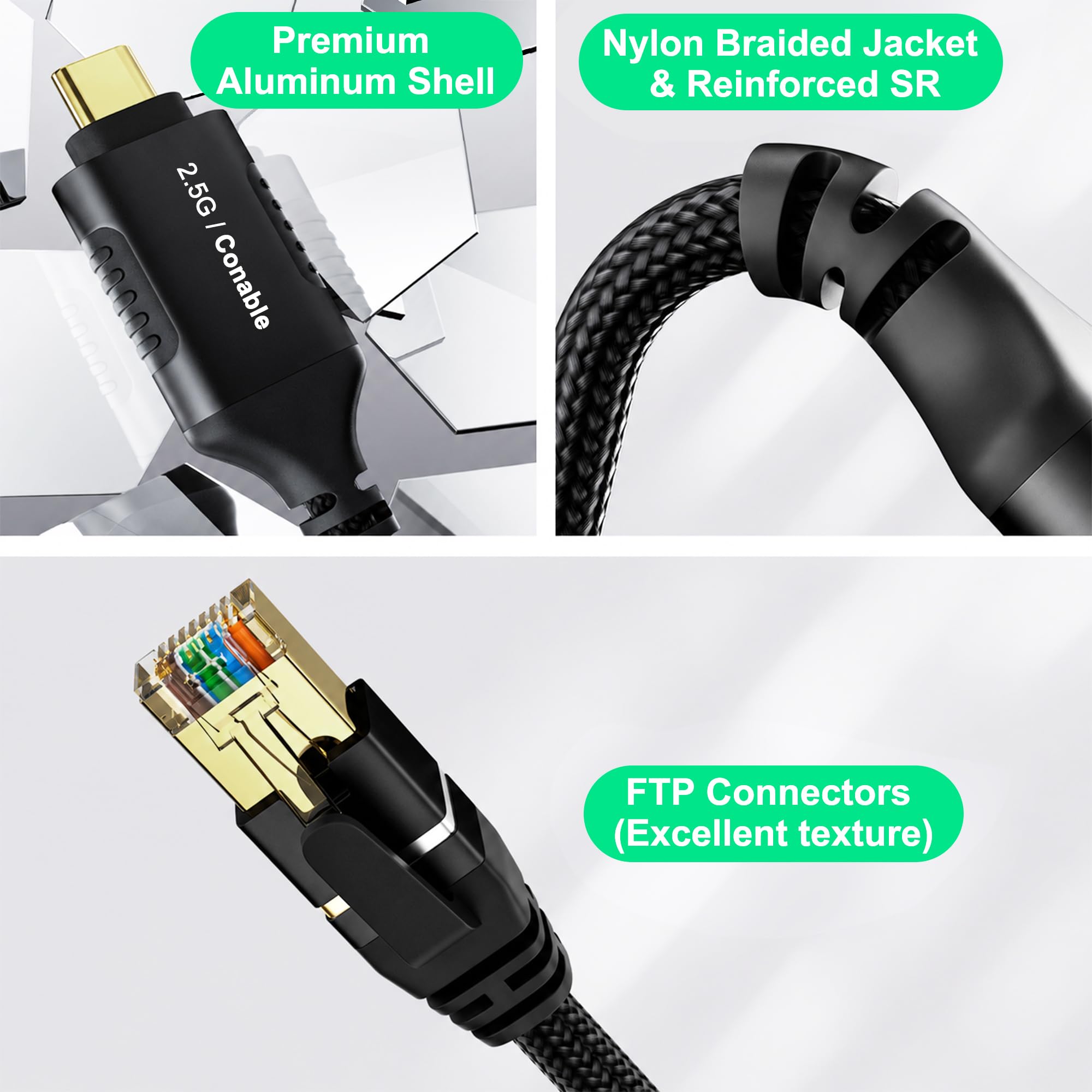 2.5G USB C al cavo Ethernet 1,2 m, USB C ad alta velocità al cavo di rete