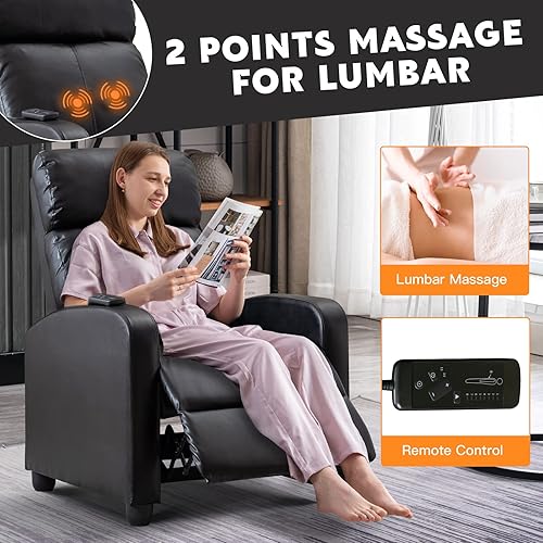 Miniatura 3 de ANJ Winback - Silla reclinable de piel sintética, asiento reclinable acolchado moderno, sofá individual para sala de estar, asiento ajustable para