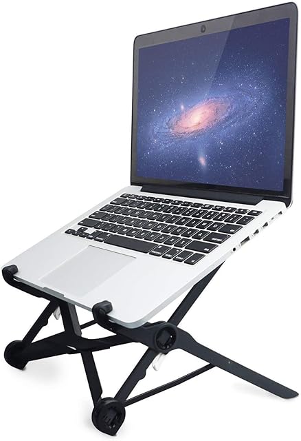 XSMNER Portable Laptop Stand Foldable Adjustable Notebook Holder Eye-Level Ergonomic Lightweight Compact Universal Fit for PC Macbook Computer Black