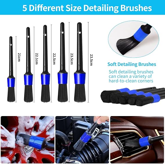 24Pcs Car Detailing Kit, Car Cleaning Kit for Rims, Exteriors, Interiors