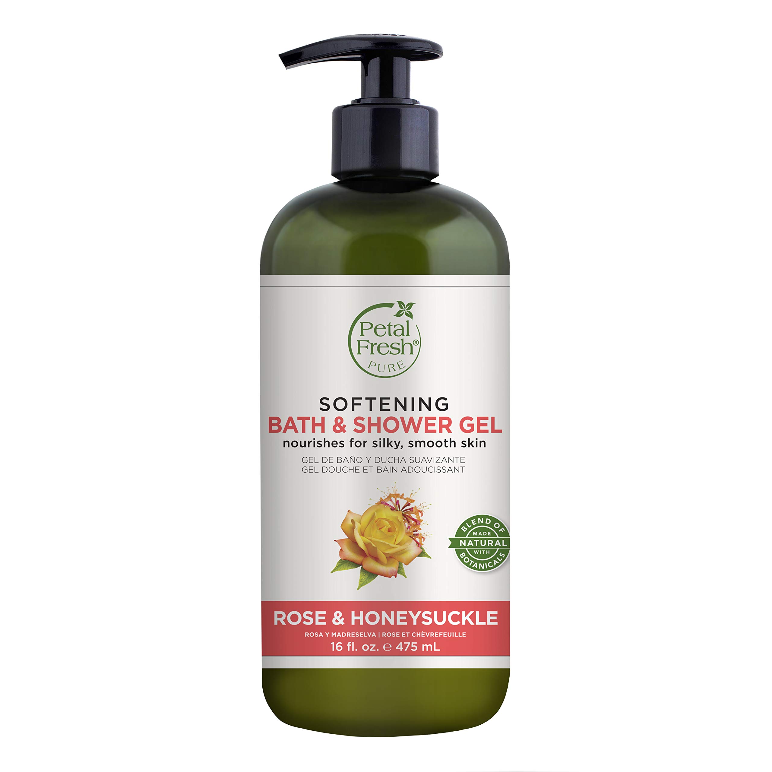 Petal Fresh Pure Rose & Honeysuckle Bath & Shower Gel | To Nourish Silky, Smooth Skin | Natural Body Care | Vegan & Cruelty Free | 16 oz., 475 ml (Item Packing May Vary)