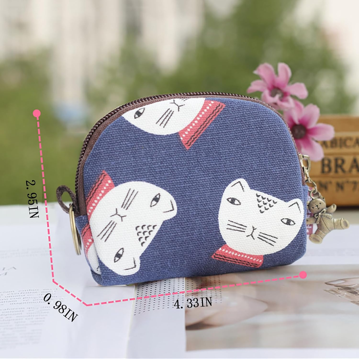 Mini Change Wallet for Women Credit Card Bag Coins Coin Purse Zipper Pouch Change Holder (Dog) image 2