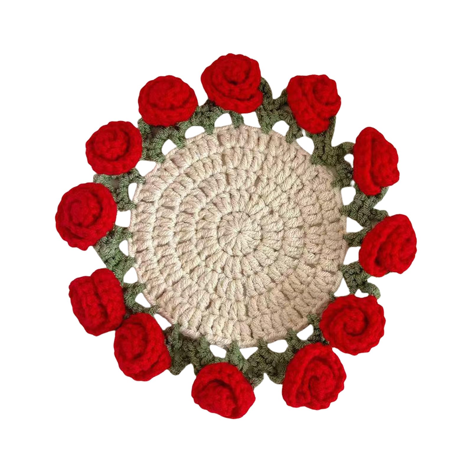 Sottobicchiere Quadrato Con Fiori Rosa E Piante, Retro In Sughero, 9.5x9.5 Cm, Regalo Per La Mamma #16633