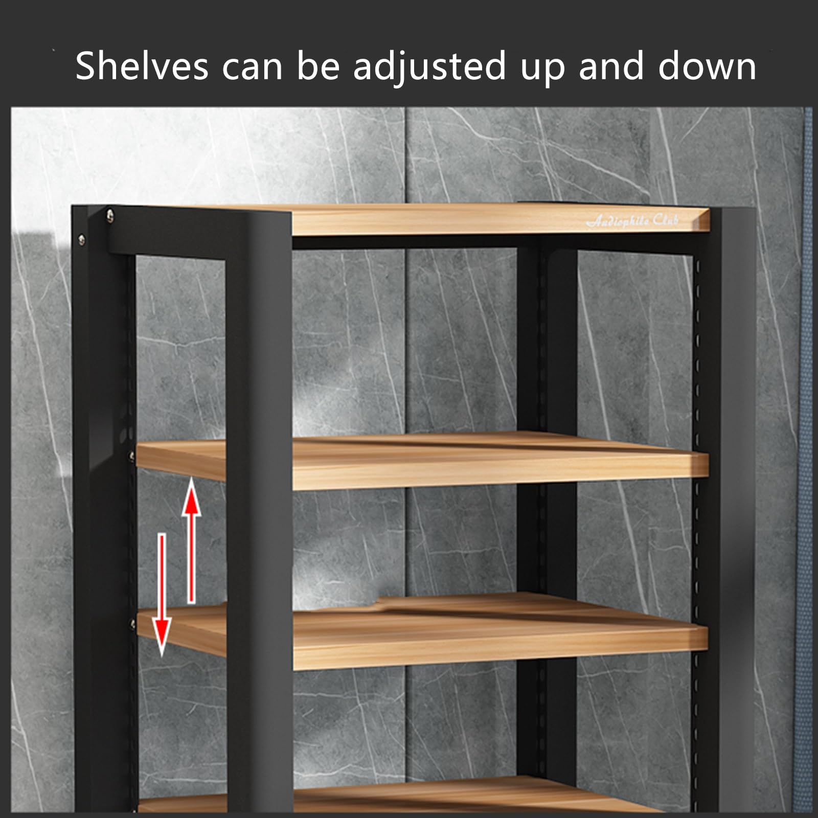 Support multimédia noir – Support audio vidéo réglable et support pour home cinéma AV stockage matériel audio rack durable avec design élégant