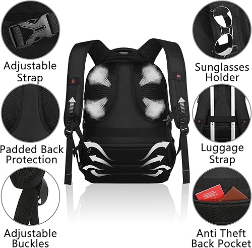 Miniatura 5 de Mochila de viaje para laptop, capacidad extra grande de 17.3 pulgadas, con puerto de carga USB, Rfid azul, Moderno