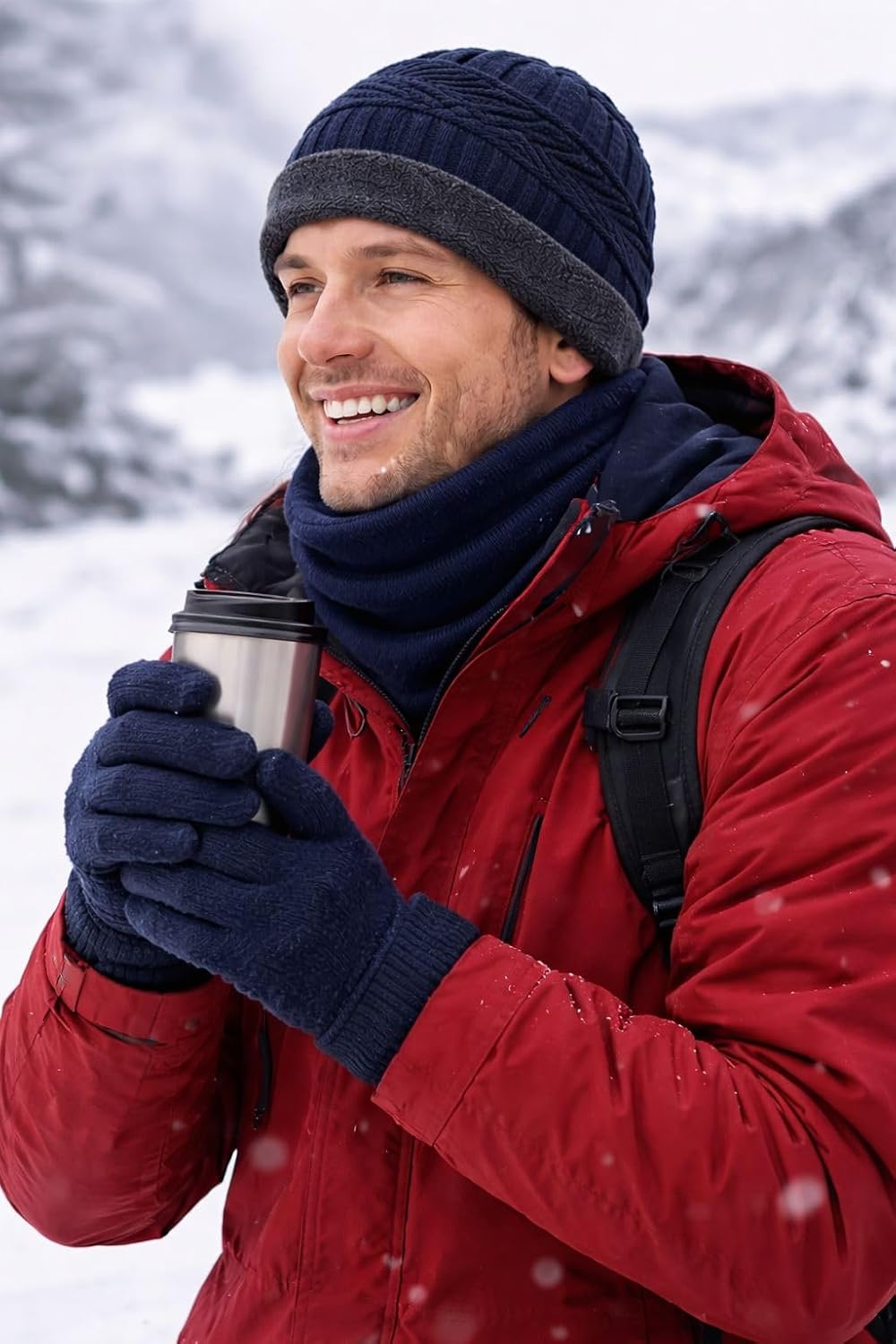 Ultimate Winter Warm Set – Thick Knit Beanie, Touchscreen Gloves & Fleece Neck Warmer for Men & Women, Stay Cozy and Stylish in the Cold - Image 4