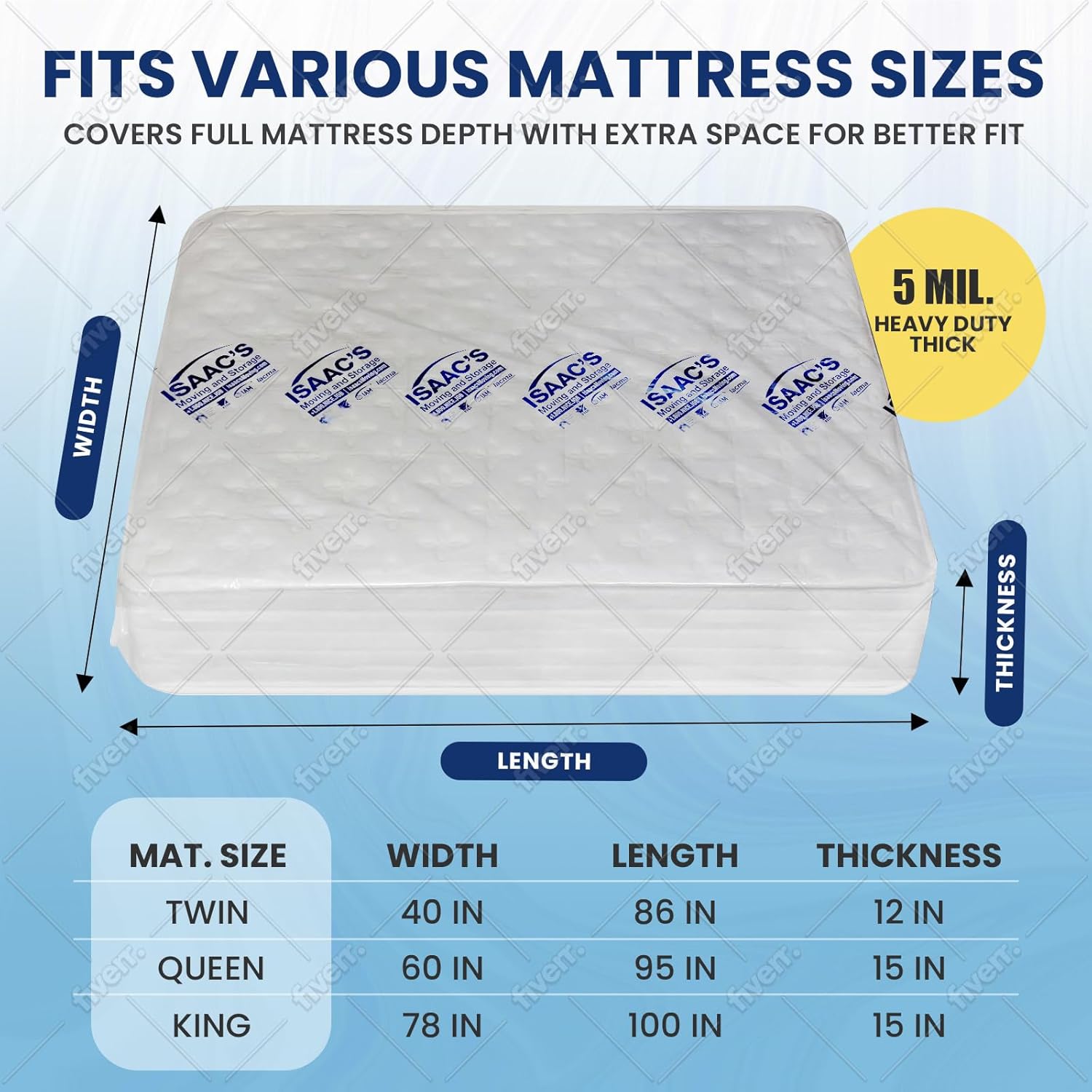 Matt-Cover - Mattress Storage Bag Queen - Heavy-Duty 5 Mil Reusable Protector