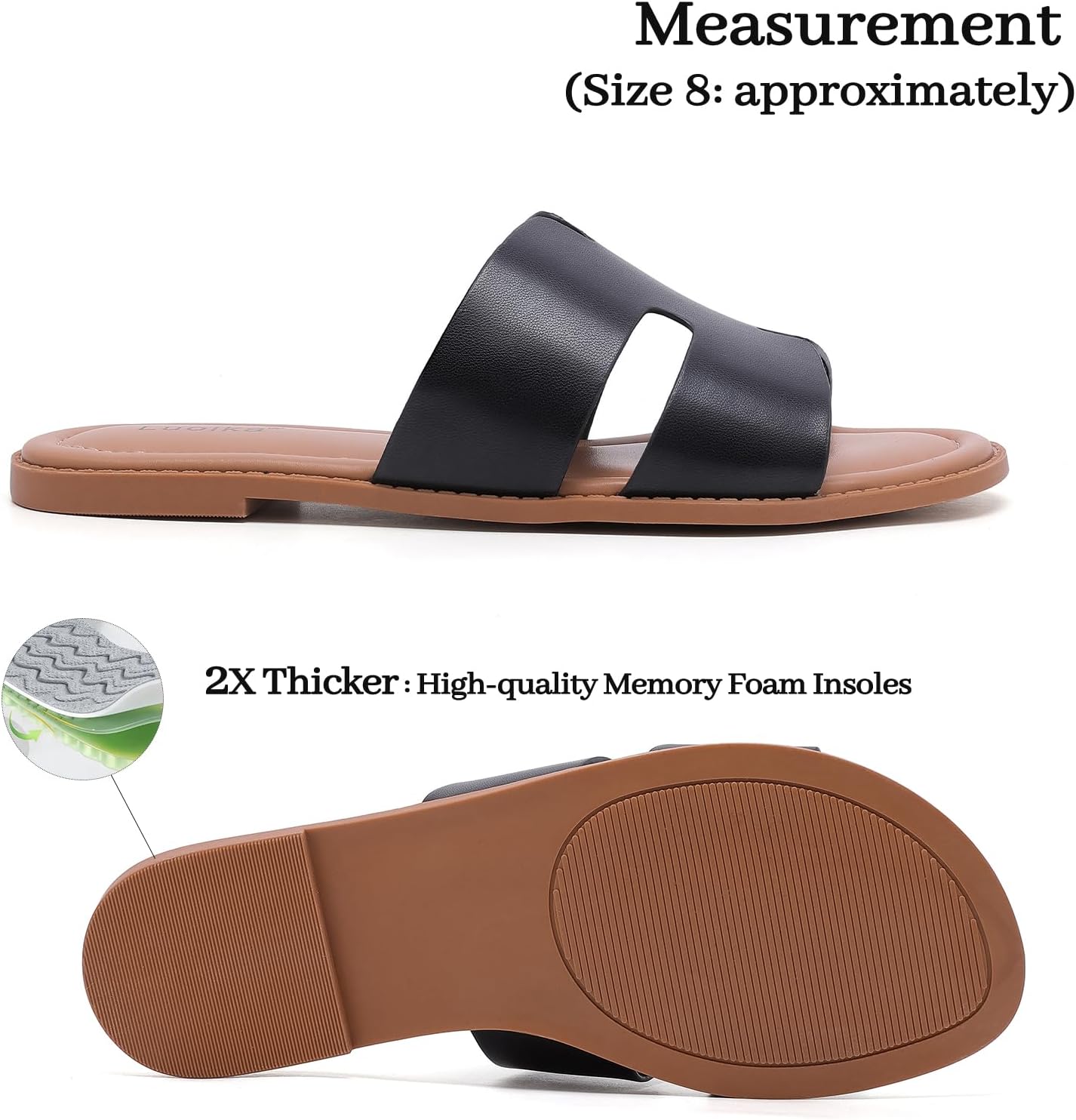 Luoika Women's Wide Width Flat Slides Sandals, Casual Comfortable Summer Beach Shoes Slip on Slide Sandal for Women. - Image 4