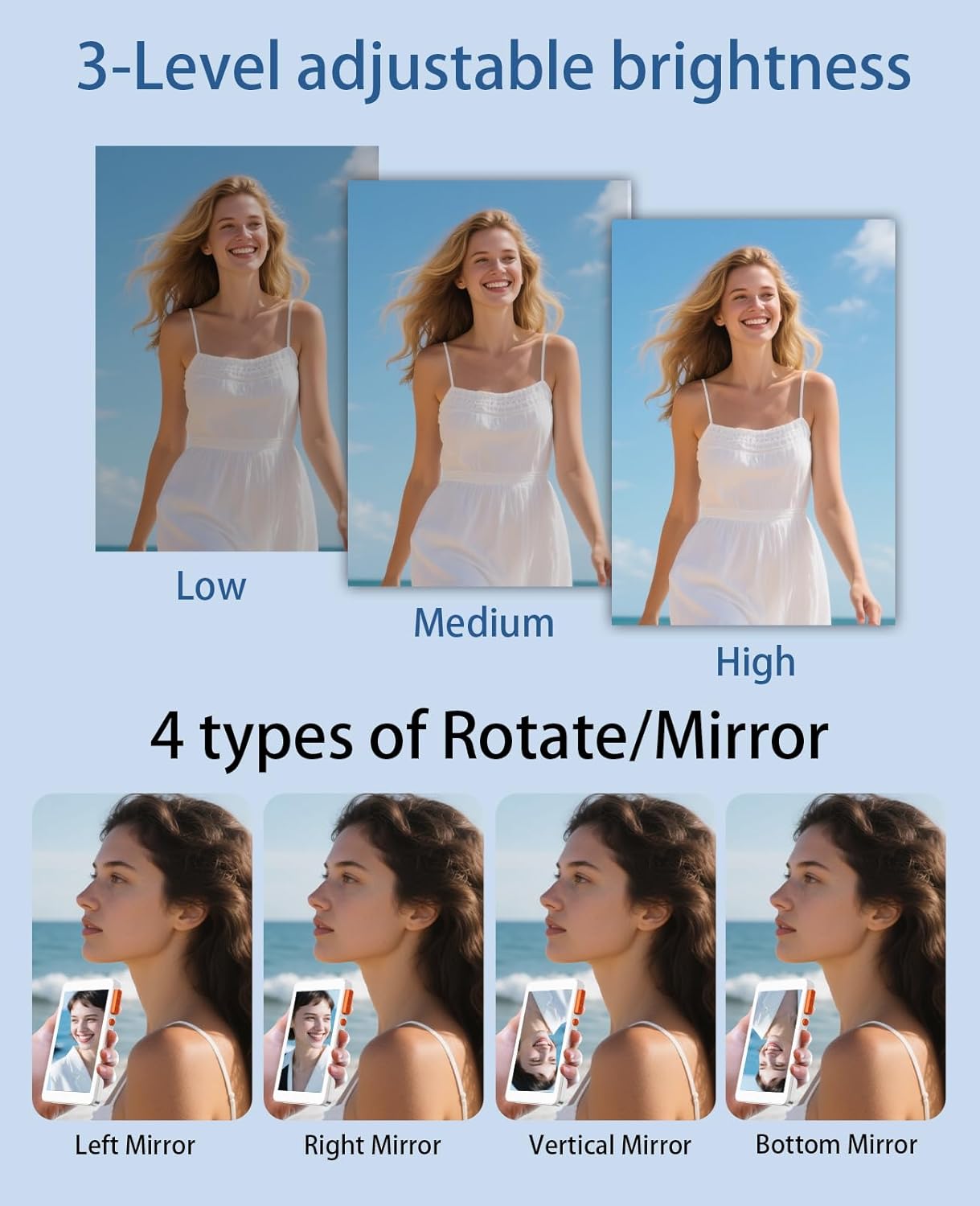 FLATIC Vlog Selfie Monitor Screen for iPhone & Android, 2300mAh Back Camera Monitor Phone with Bluetooth Remote, Speaker, 3-Level Brightness, Bracket, 4K/30FPS Wireless & Wired Recording, No Delay - Image 8