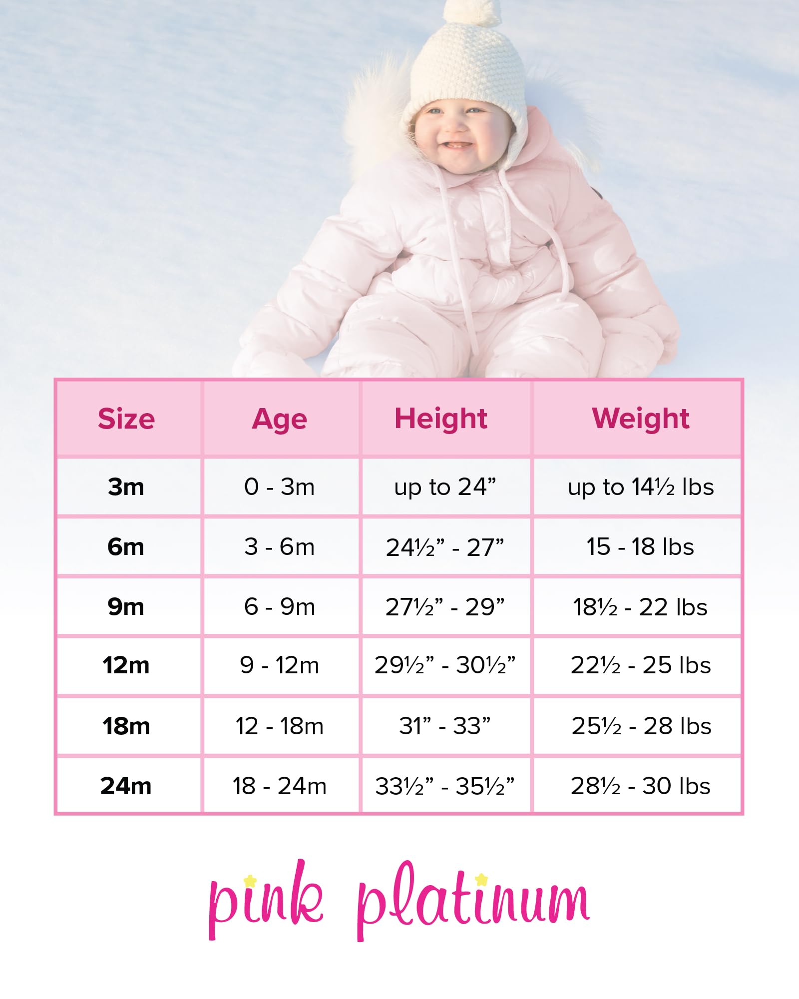 Rosa Platinum bebé niñas una pieza Cálido Invierno Puffer Snowsuit cochecito banderines rosa frutas del bosque 12 Meses