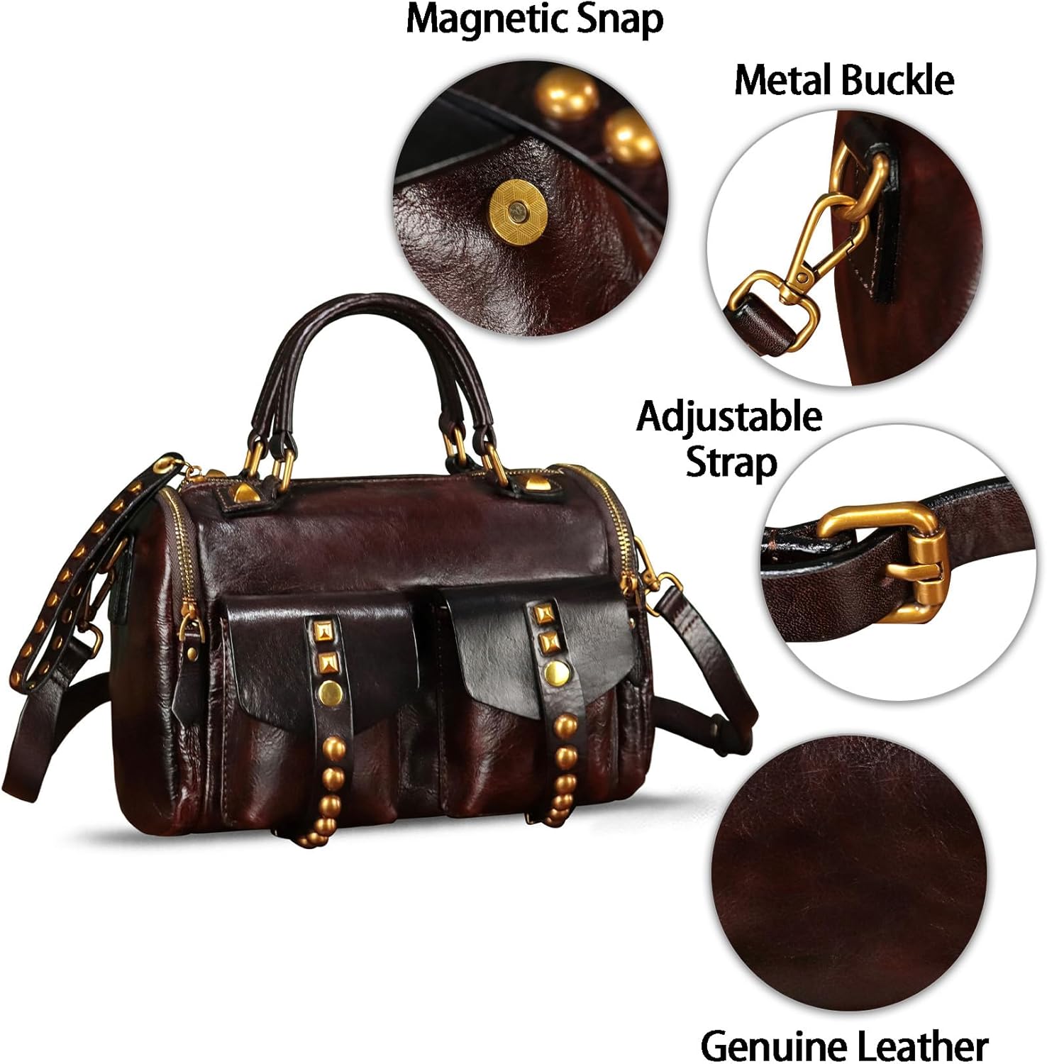 Genuine Leather Handbags for Women Crossbody Shoulder Bag Vintage Designer Top Handle Bag Western Satchel Purse
