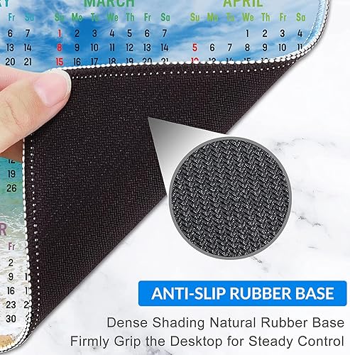 Miniatura 7 de Alfombrilla de mouse con calendario 2026, con borde cosido para juegos, alfombrilla de mouse rectangular de goma de cloropreno antideslizante para