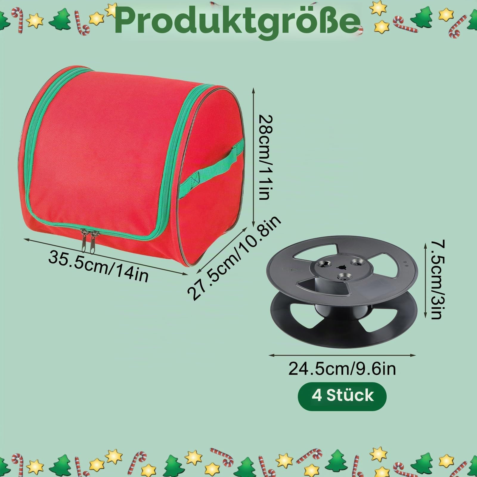 4 Stück Lichterketten Aufwickler Set mit Tasche – Kabel Organizer für Weihnachtsbeleuchtung & Kabel – Aufbewahrung ohne Kabelsalat