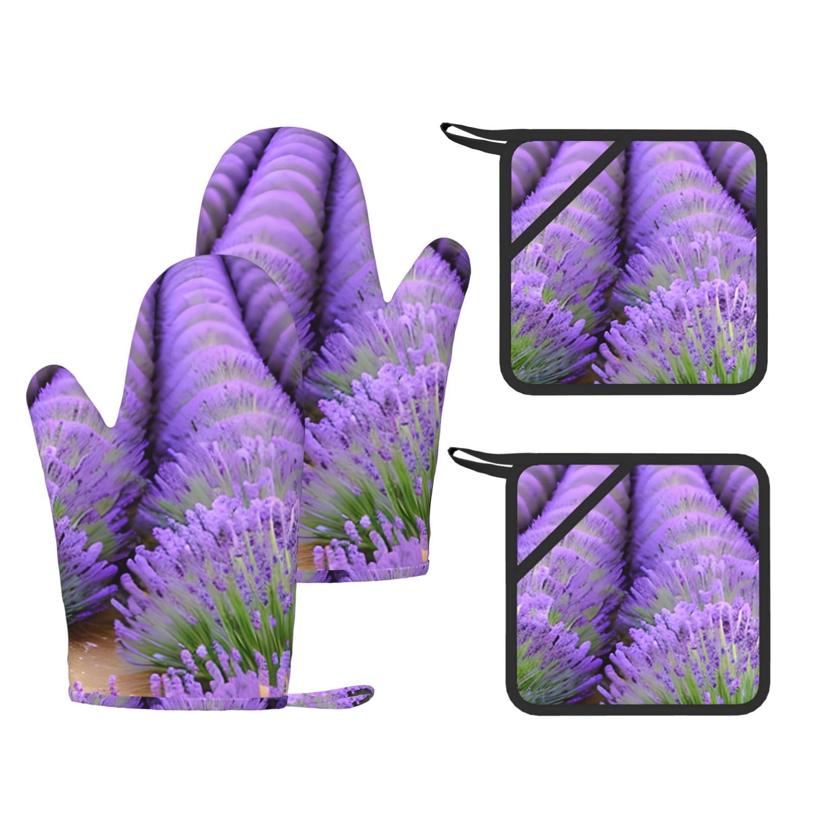 Gants résistants à la chaleur lot de 4 lavande pour la cuisine et les grillades