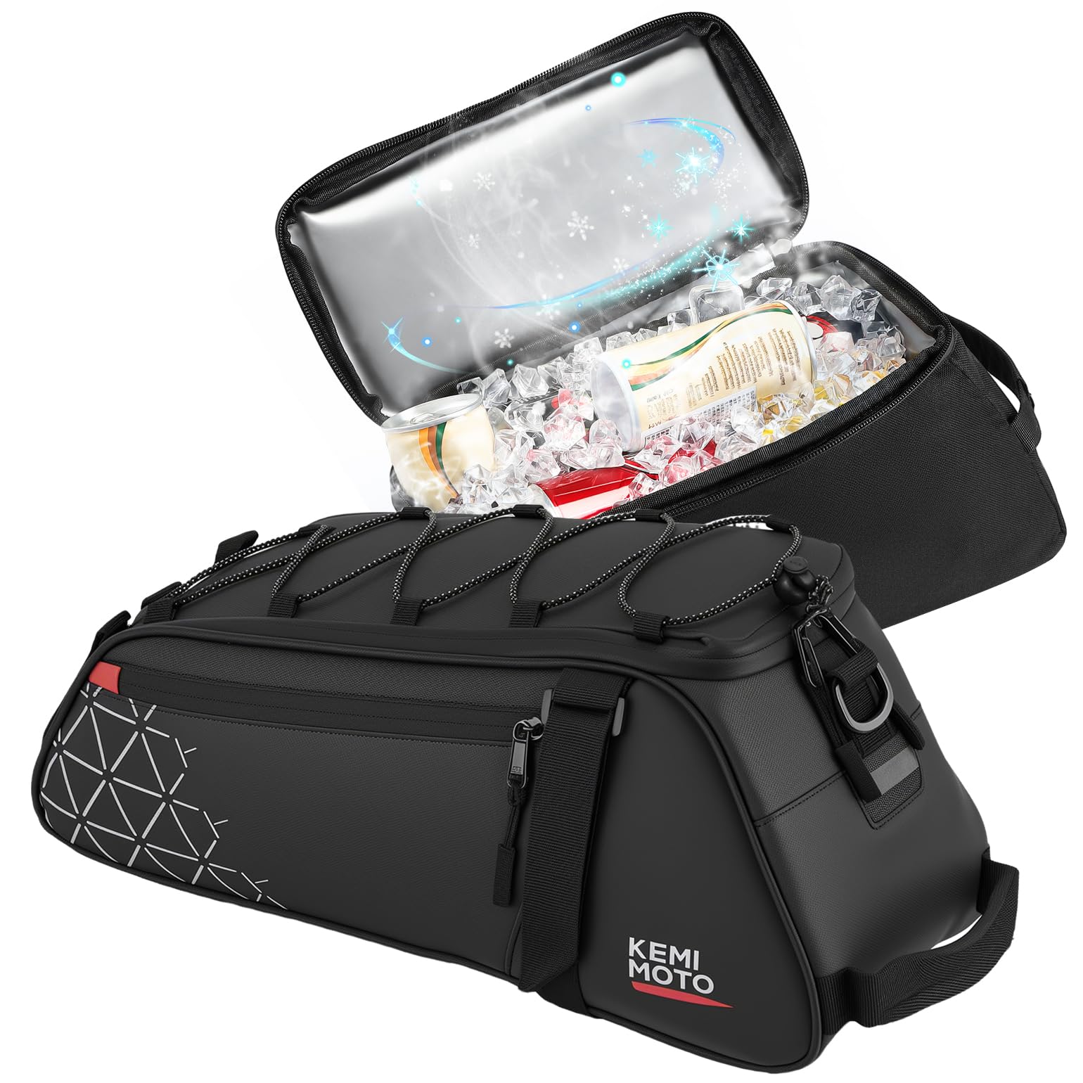 KEMIMOTO 2 IN 1 Fahrradtasche mit Kühlfunktion, Gepäckträgertasche mit Abnehmbarer 6L Isoliertasche, Mehrere Fächer, mit Tragegriff und Schultergurt, Fahrrad Taschen hinten