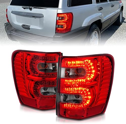 Miniatura 9 de AmeriLite Luces traseras de repuesto LED rojastransparentes para Jeep Grand Cherokee 99-04, lado del pasajero y del conductor