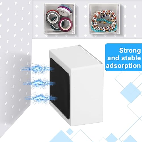 Miniatura 4 de Soaoo 4 cubos pequeños para tablero de clavijas, contenedores magnéticos de plástico cuadrados transparentes con tapas para garaje, banco de