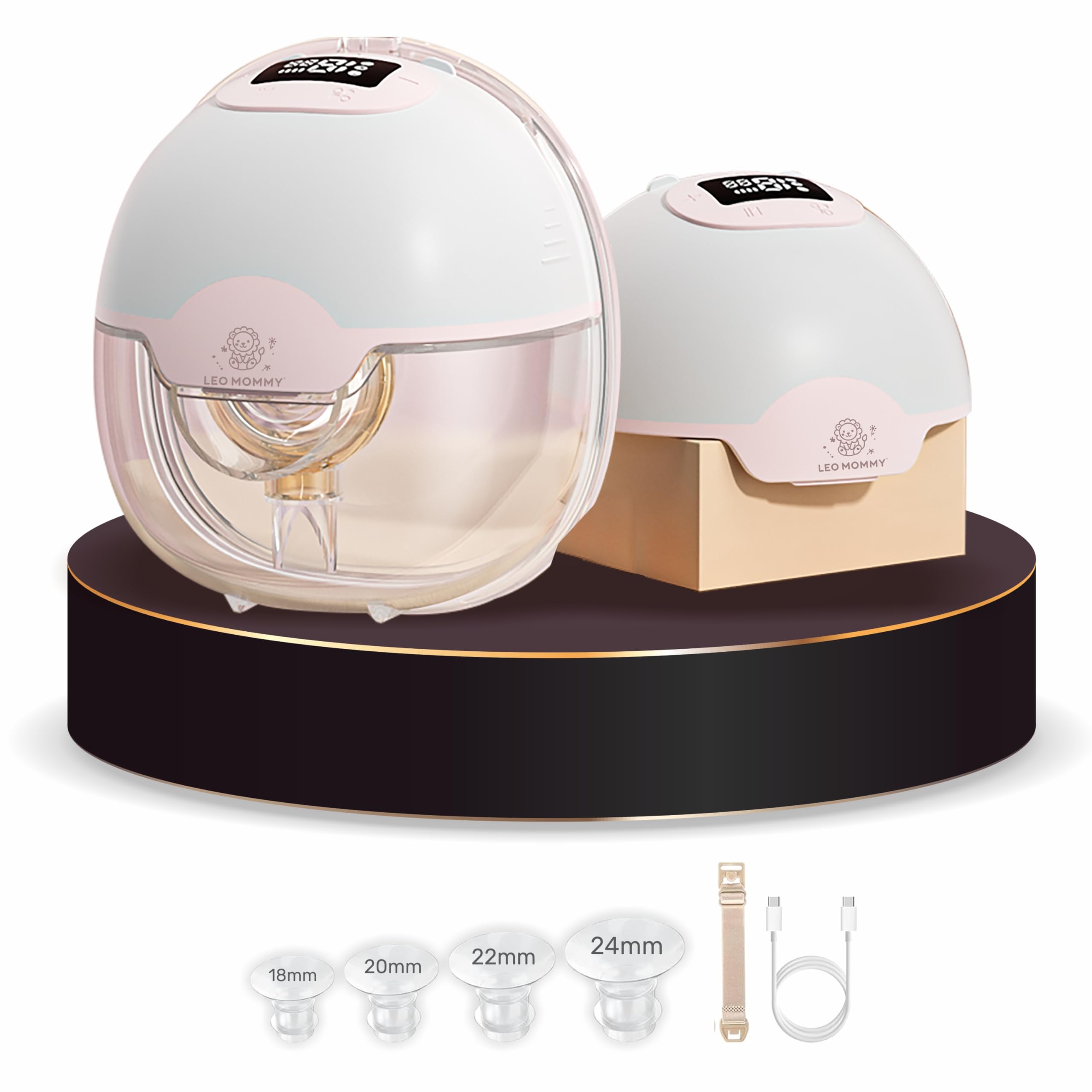Leo Mommy "Wearable Electric Breast Pump for Feeding Mothers | Hands-Free, Portable, Silent & Leak-Proof | 3 Modes, 15 Levels Suction, BPA-Free, Anti-Backflow, Memory Function | Rechargeable with Type-C Fast Charging | Lightweight, Comfortable, Strong Suction, Pain-Free | 180ml Milk Collector for Breastfeeding Moms, Working Mothers, Newborn Baby Feeding | USB Charging, Easy to Clean, Soft Silicone Shield"
